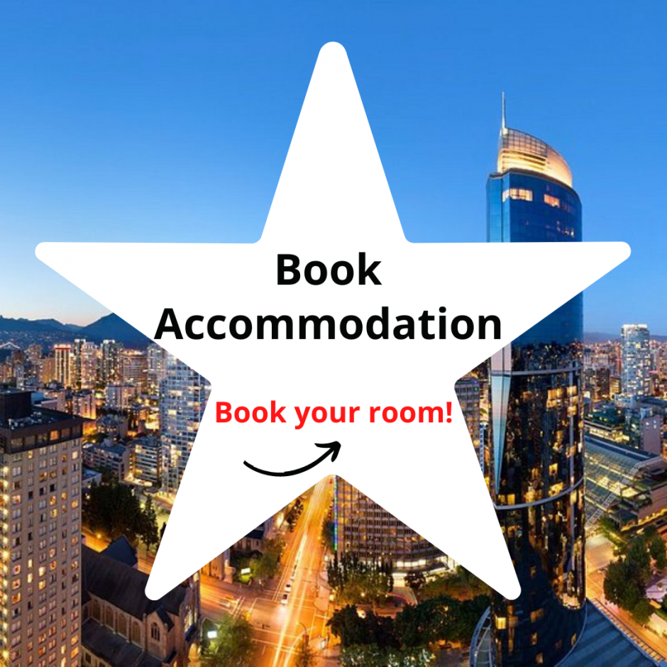Book Accommodation. Book your room through clicking on the circled button.
