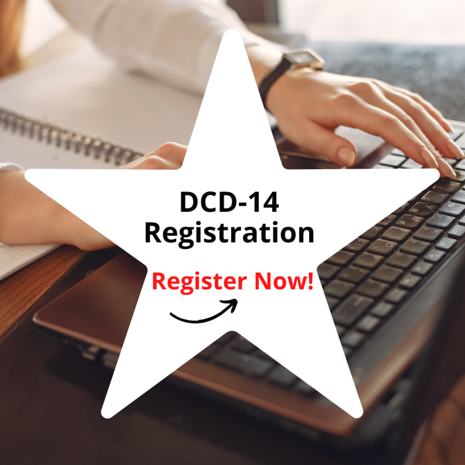 DCD-14 registration. Register now through clicking on the circled button. 